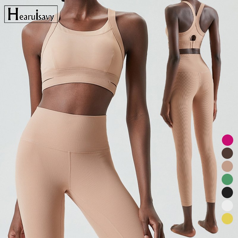 High Quality Women's 2 Piece Sports Hollow Out Bra Leggings High Waist Fitness Clothing Yoga Sets Fitness Women Custom Logo