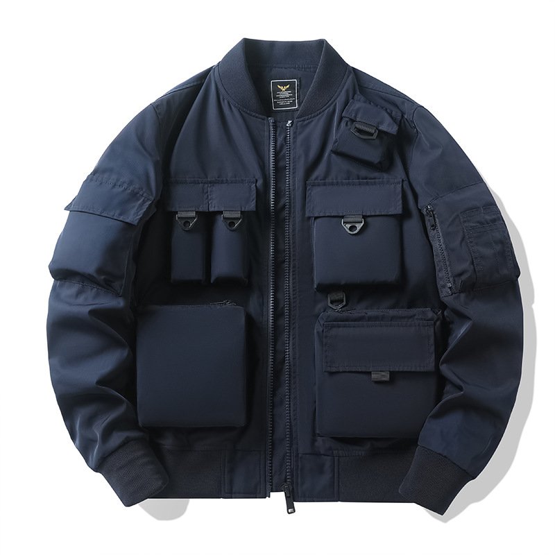 Custom Men's Cargo Jacket Function Multi Pocket Hooded Jacket High Quality Bomber Jacket