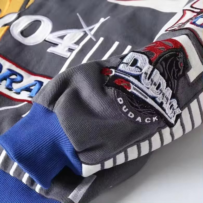 manufacturers custom new arrival oversize patch embroidery french fleece varsity jacket for men accept OEM service