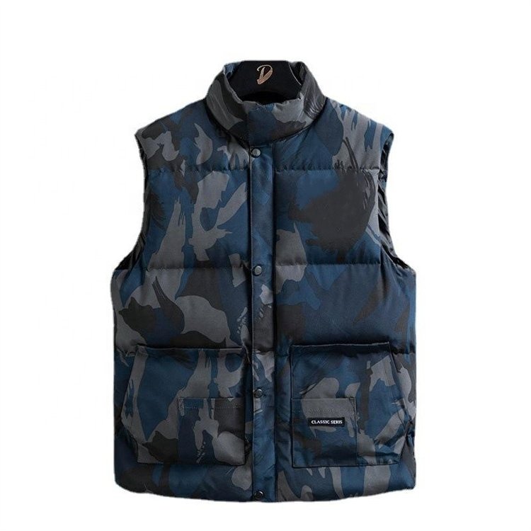 Down Cotton Stand Collar Men's Goose Down Coat Casual Down Vest Custom Goose Down Jacket
