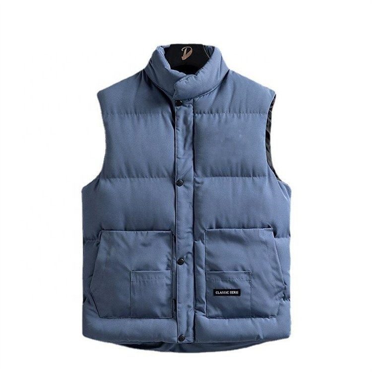 Down Cotton Stand Collar Men's Goose Down Coat Casual Down Vest Custom Goose Down Jacket