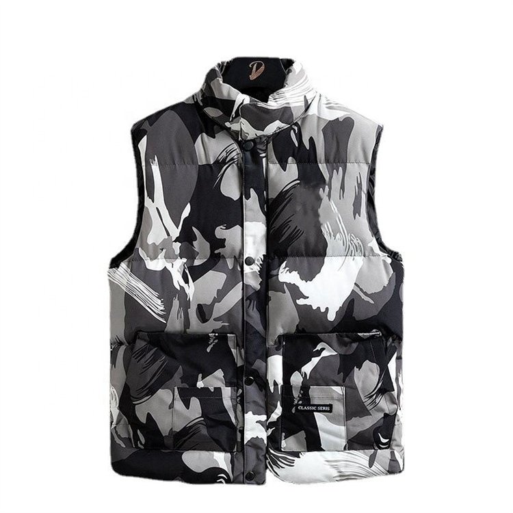 Down Cotton Stand Collar Men's Goose Down Coat Casual Down Vest Custom Goose Down Jacket