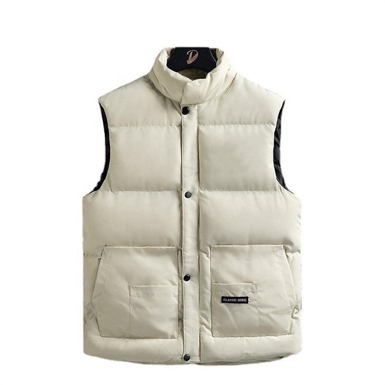 Down Cotton Stand Collar Men's Goose Down Coat Casual Down Vest Custom Goose Down Jacket