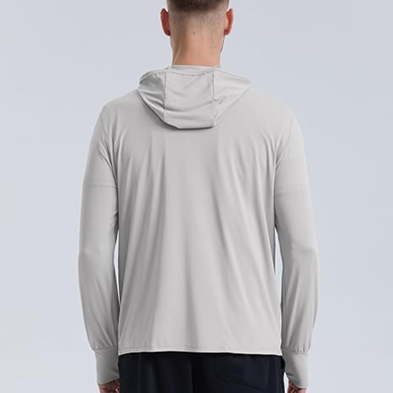 Hot Selling polyester spandex Men's UPF 50+ Sun Protection Clothing Outdoor Anti UV Quick-dry Full Zip Hoodie Hiking Jacket
