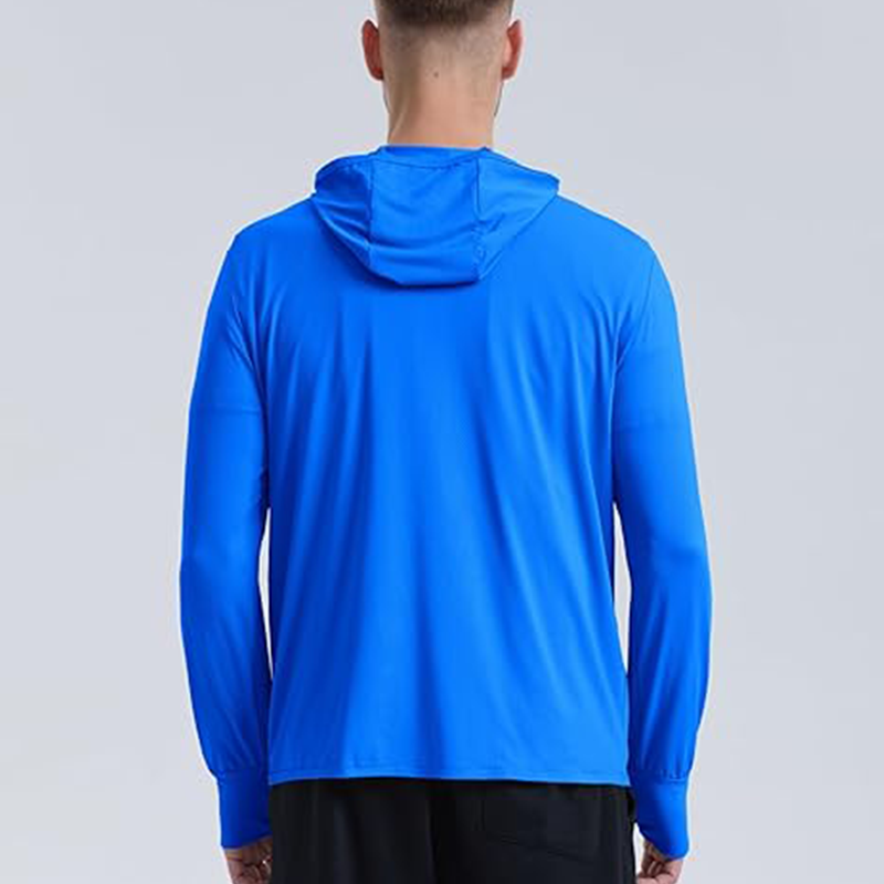 Hot Selling polyester spandex Men's UPF 50+ Sun Protection Clothing Outdoor Anti UV Quick-dry Full Zip Hoodie Hiking Jacket