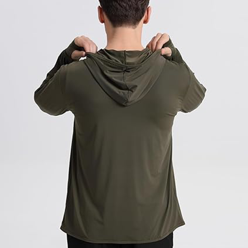 Hot Selling polyester spandex Men's UPF 50+ Sun Protection Clothing Outdoor Anti UV Quick-dry Full Zip Hoodie Hiking Jacket