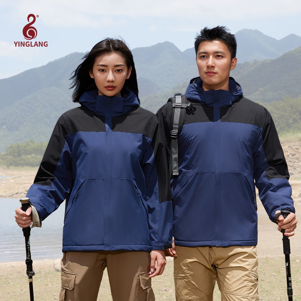 Monochrome Windbreaker Hiking Clothing Customized Logo Men's Coats Windbreaker Waterproof Jacket Stand Woven 100% Polyester Dyed