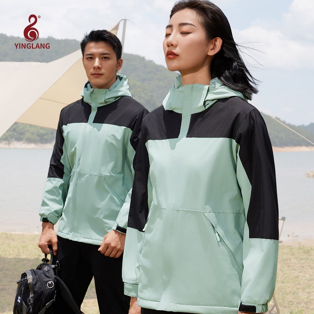 Monochrome Windbreaker Hiking Clothing Customized Logo Men's Coats Windbreaker Waterproof Jacket Stand Woven 100% Polyester Dyed