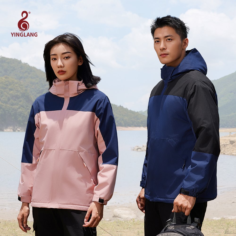 Monochrome Windbreaker Hiking Clothing Customized Logo Men's Coats Windbreaker Waterproof Jacket Stand Woven 100% Polyester Dyed