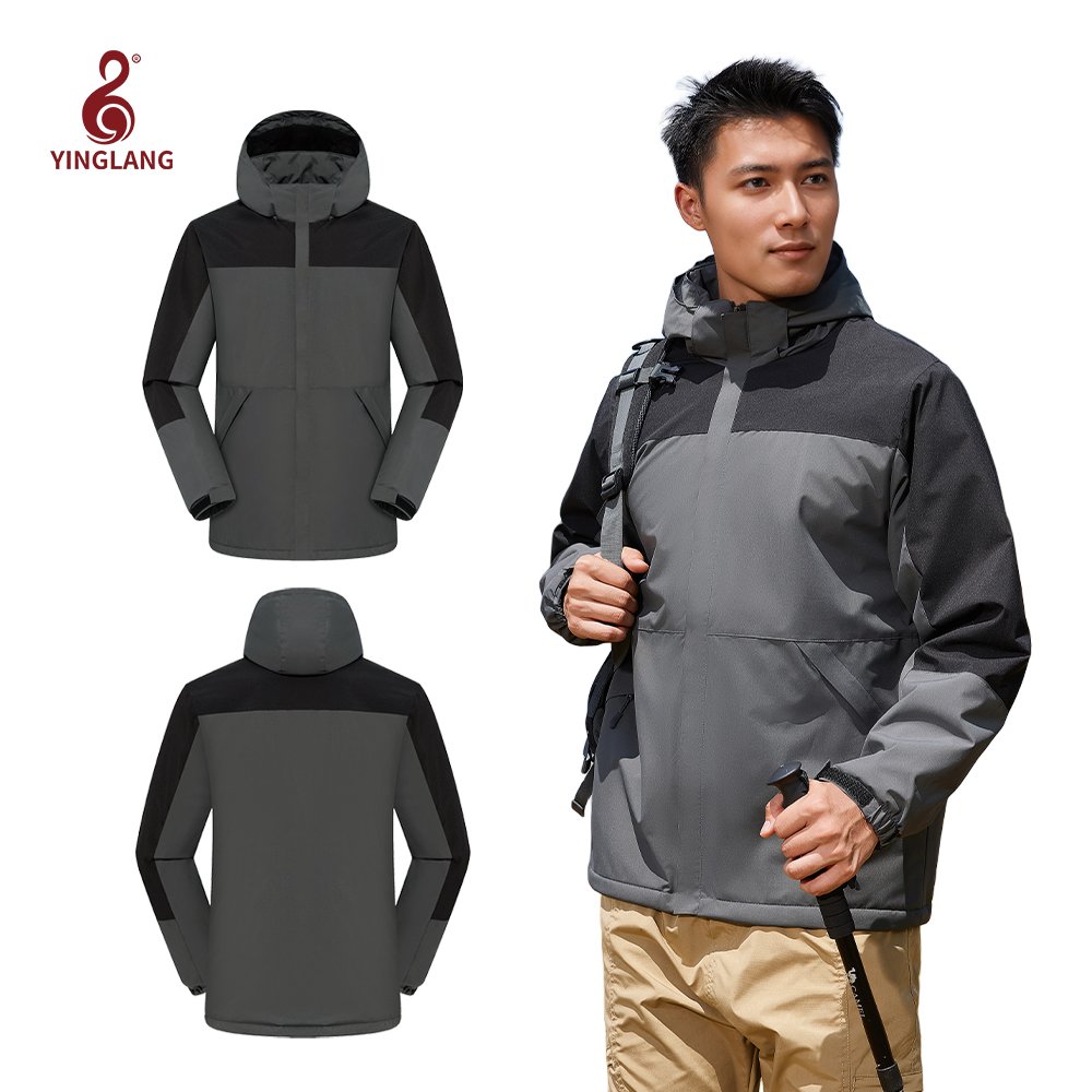 Monochrome Windbreaker Hiking Clothing Customized Logo Men's Coats Windbreaker Waterproof Jacket Stand Woven 100% Polyester Dyed