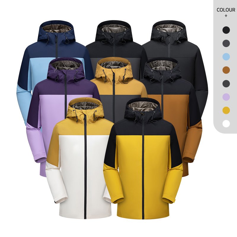 Custom Colorblocking Water Resistant Windbreaker Running Hiking Men's Jacket with Hooded