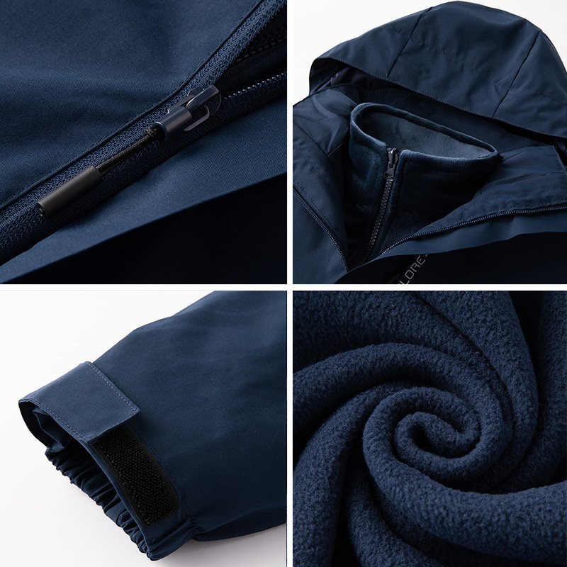 SC11291 Outdoor Jacket Fleece Liner Two-piece Thickened Warm Mountaineering Clothes Men's Women's Outdoor Hiking Jackets