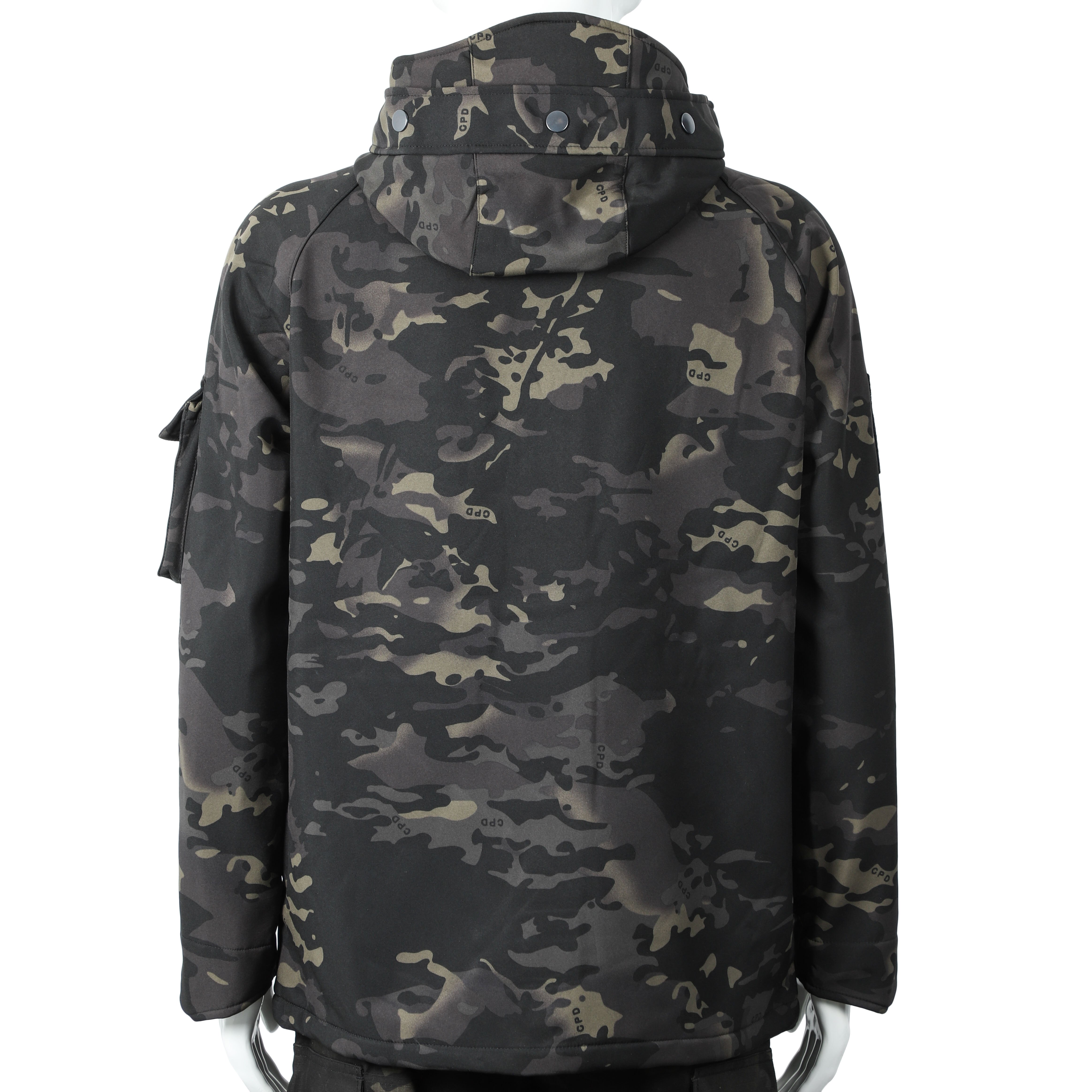 Jinteng Customized Logo Men Waterproof Softshell Fleece Outdoor Hiking Clothing Security Guard Tactical Camo Uniforms Jacket