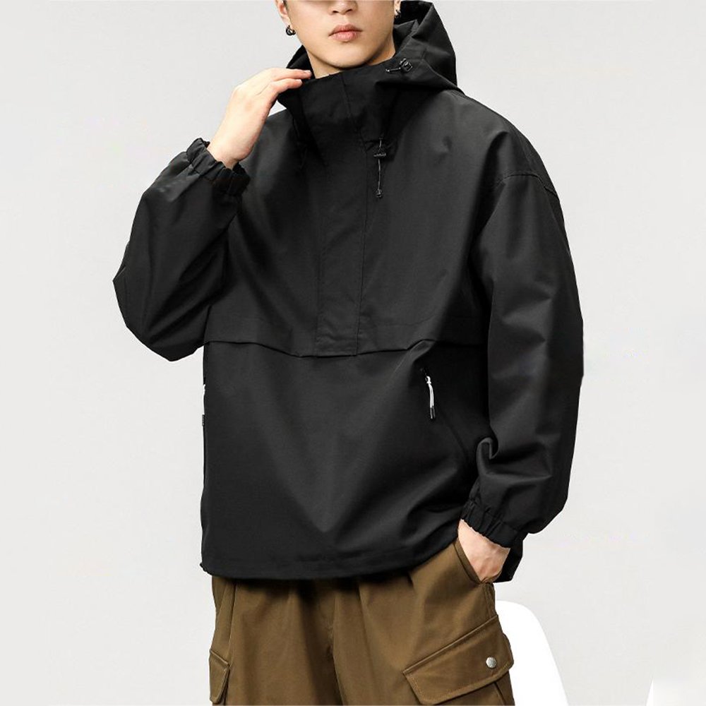 Custom Vintage Hoodie Outdoor Hiking Windbreaker Waterproof Work Jacket Utility Zip Up Casual Sports Jacket For Men