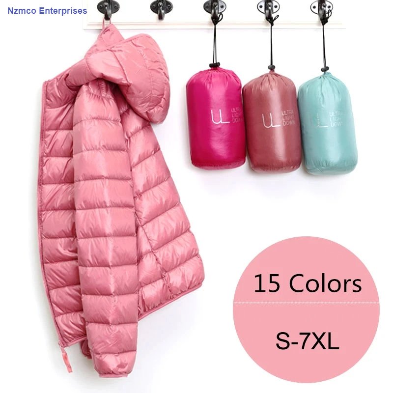 puffer windproof Women Jacket 15 Colors Plus 2024 New Spring Autumn Female Ultra Lightweight Packable Hooded Down Coats