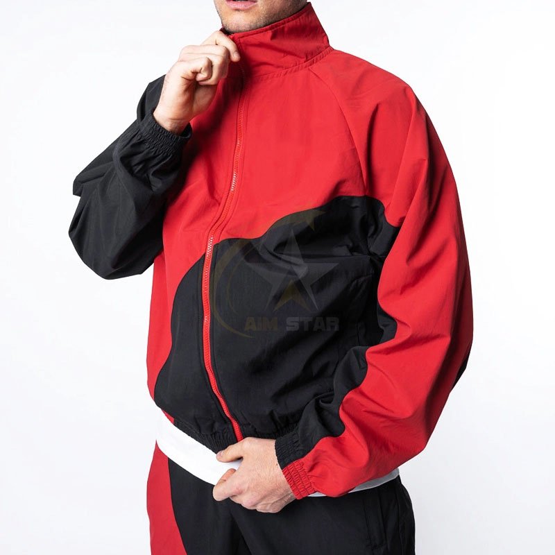 2024 men clothing manufacturer custom short and jacket jogger set two piece zipper polyester windbreaker tracksuit short set