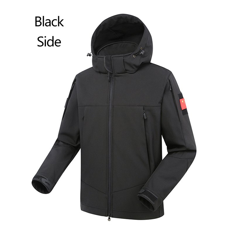 Men's Outdoor Tactical Jacket Camouflage Softshell Hooded Fleece Hiking Camping Jacket Coat Cargo Jacket Man