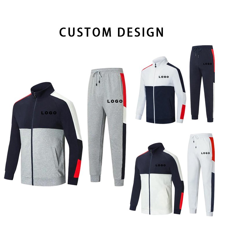 High quality full zip men training&jogging wear custom logo track suit for men sets gym tracksuit for men