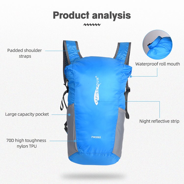 BESTOP Good Quality Waterproof Roll Mouth 70D Nylon TPU 25L Large Capacity Portable Camping Backpack