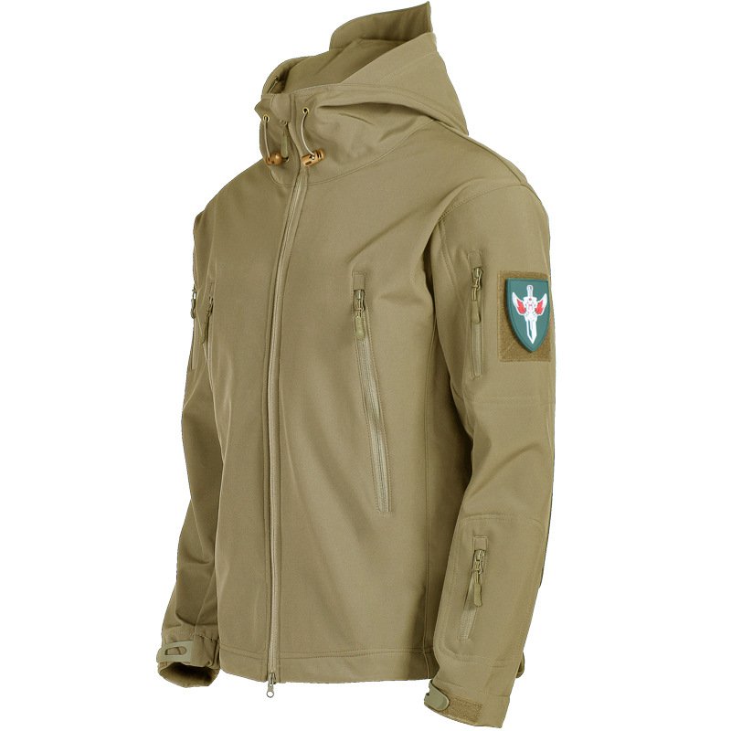Anti-cold outdoor sharkskin soft shell jacket breathable waterproof tactical jacket hiking clothes for men
