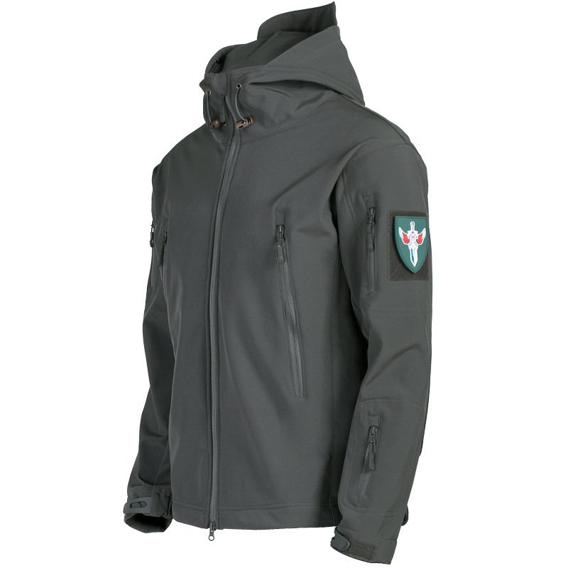 Anti-cold outdoor sharkskin soft shell jacket breathable waterproof tactical jacket hiking clothes for men