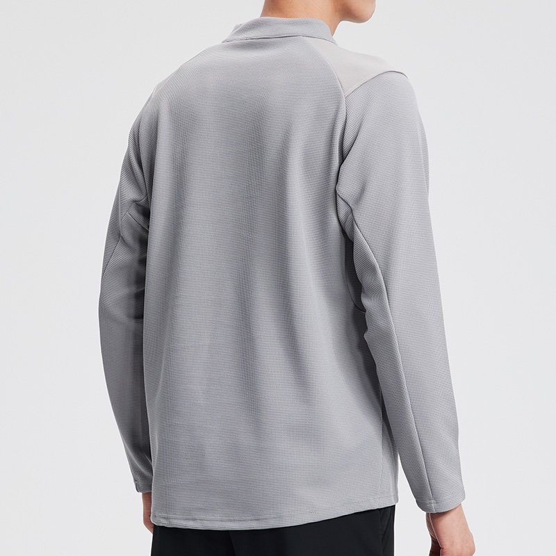Quick Dry Fitness Sports T Shirt Men Quarter Zip Full Sleeve Reflective Shirt Gym Running Shirt