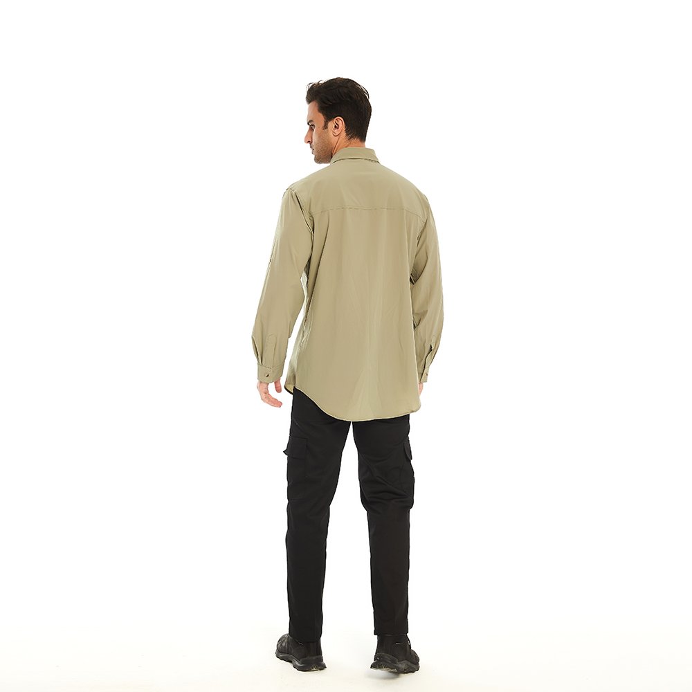 Mens Long Sleeve Fishing Safari Shirt Sun Protection UPF 50 UV Quick Dry Shirt for Hiking Outdoor Camping Travel