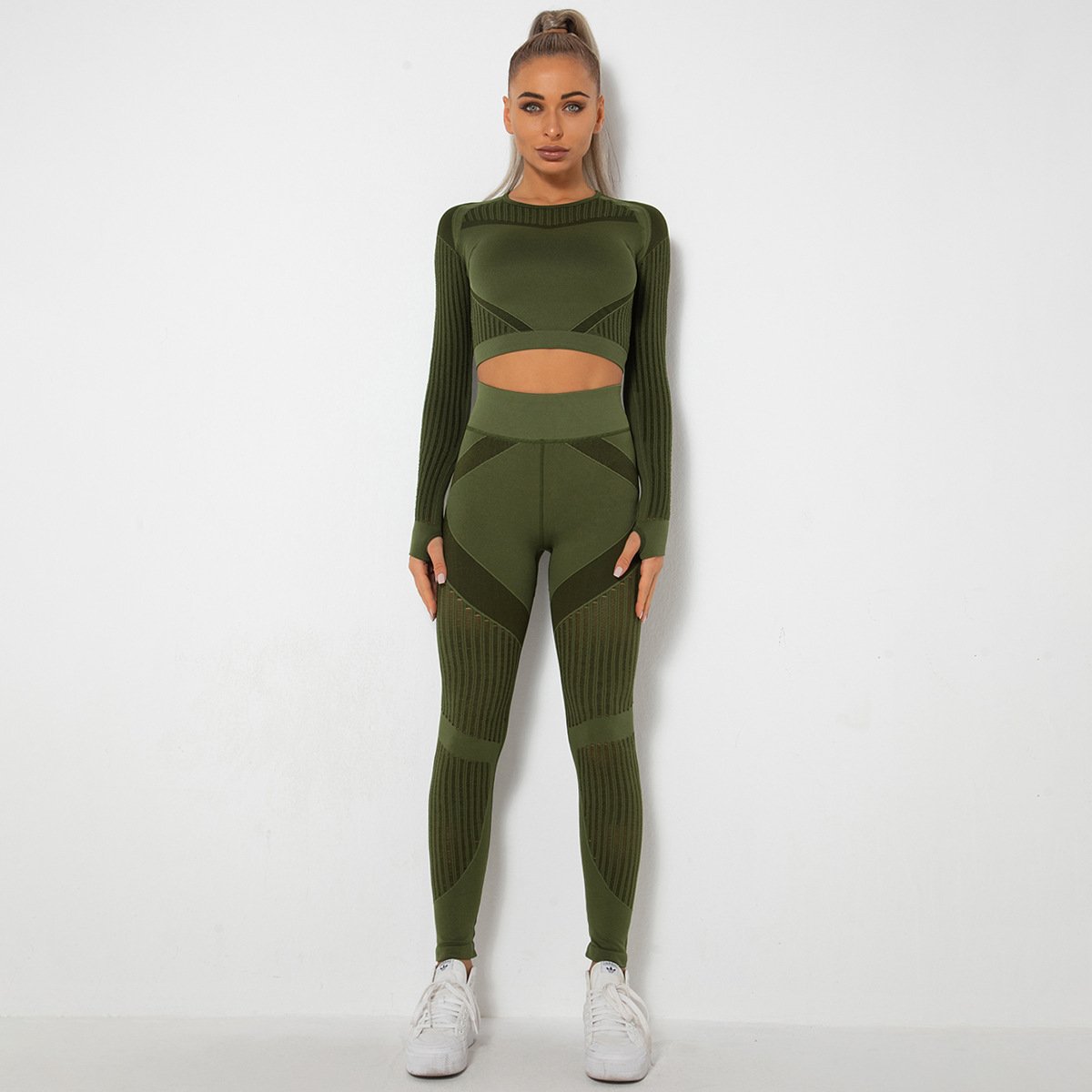 2023 New 2 Piece Active Wear Designer Leggings Work Out Sports Attire Gym Clothes Women Zip Up Jacket And Leggings Set