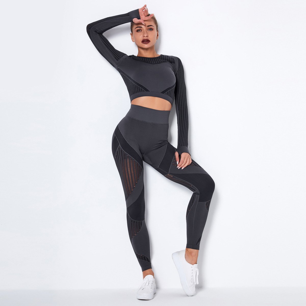 2023 New 2 Piece Active Wear Designer Leggings Work Out Sports Attire Gym Clothes Women Zip Up Jacket And Leggings Set