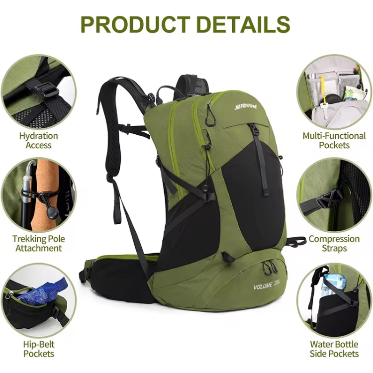 Mountaineering Backpack Outdoor Sports Bag Waterproof Durable Portable Camping Hiking Bag For Us And European Market