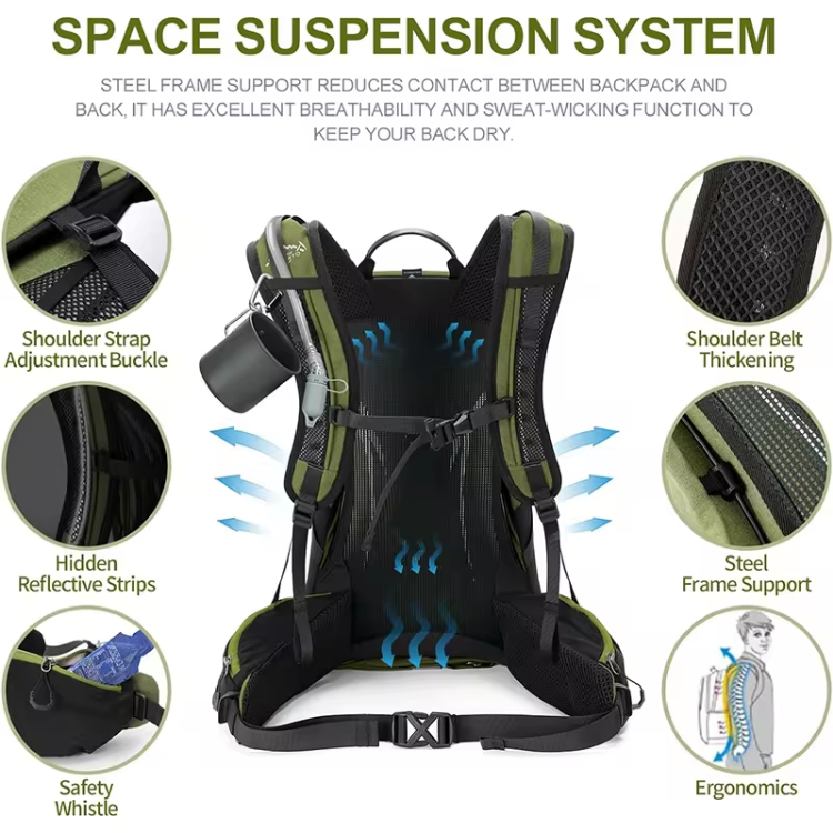 Mountaineering Backpack Outdoor Sports Bag Waterproof Durable Portable Camping Hiking Bag For Us And European Market