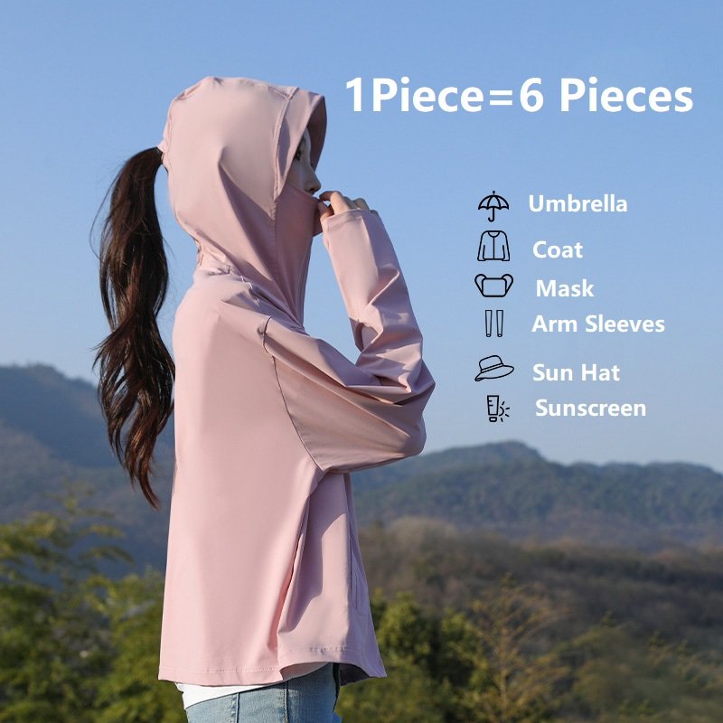 Sunscreen Clothing Women's New UV Protection Yarn UPF50+ Breathable Sports Jacket Women Summer Sun-Protection Fishing Clothes