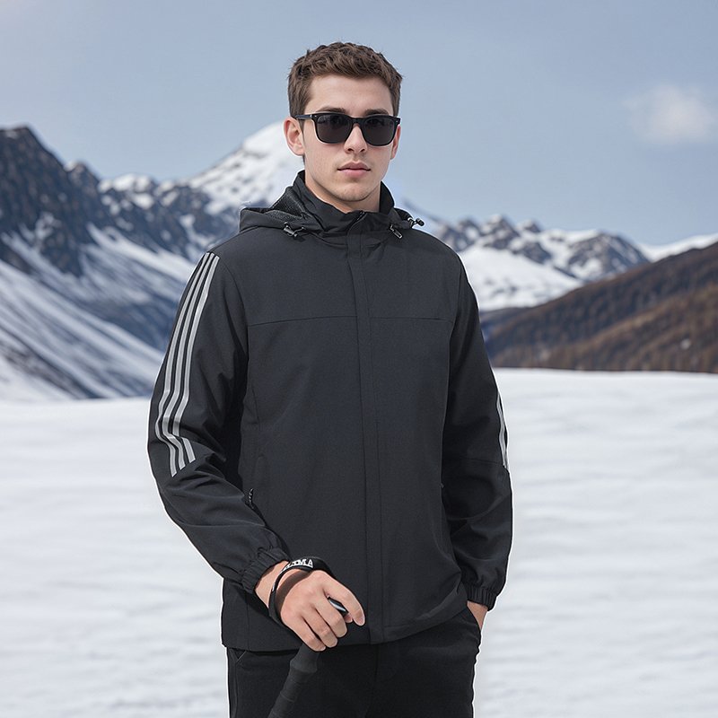 High Quality Men's Hooded Casual Hiking Jacket Long Plus Size Windproof Reversible with Zipper Closure Thin Autumn Season