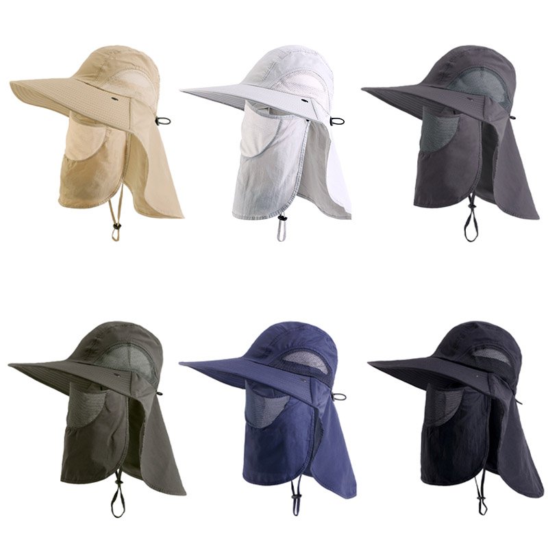 UV Protection Sun Hats Couples Light String Waterproof Bucket Fishing Bucket Hat with Face and Neck Cover