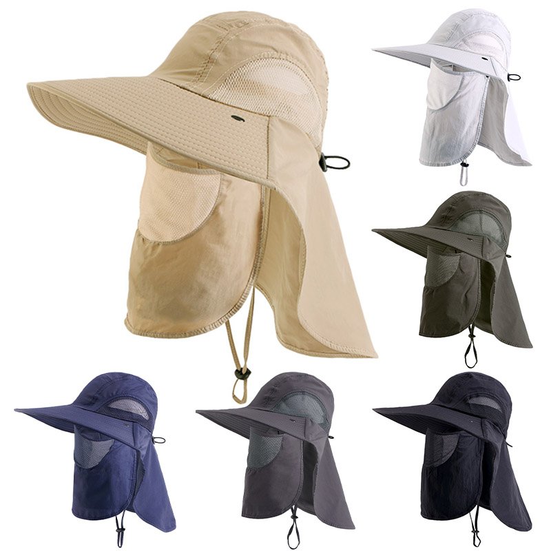 UV Protection Sun Hats Couples Light String Waterproof Bucket Fishing Bucket Hat with Face and Neck Cover