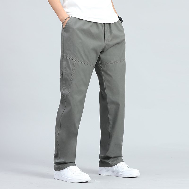 Custom Men's Quick Dry Drawstring Cargo Pants Hiking Outdoor Climbing Camping mid-Waist Multi-Pocket Casual Style Flat Front