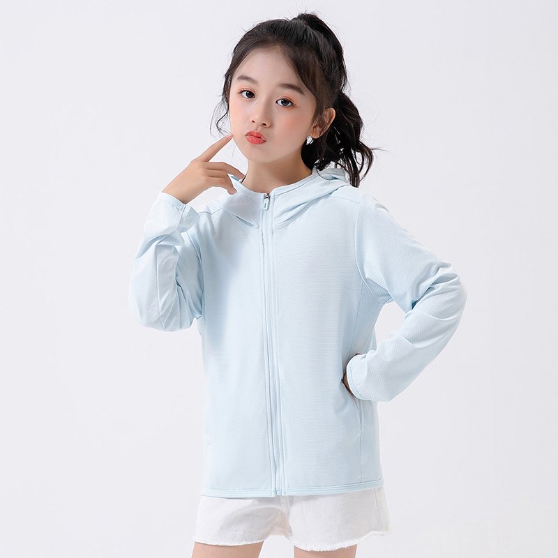 Sunscreen Shirt Summer Breathable Uv Protection Outdoor Long Sleeve Hiking Rash Guard Sun Protection Hooded Kids Clothing