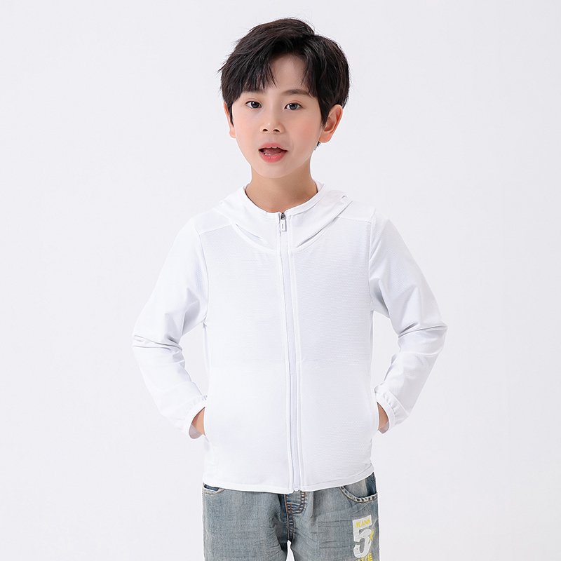 Sunscreen Shirt Summer Breathable Uv Protection Outdoor Long Sleeve Hiking Rash Guard Sun Protection Hooded Kids Clothing