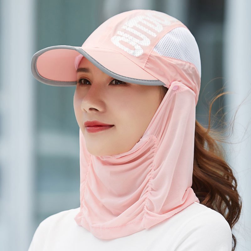 Wholesale Custom Logo Ladies Ponytail Fishing Sunhat Neck Protect Breathable Net Outdoor Baseball Cap For Summer