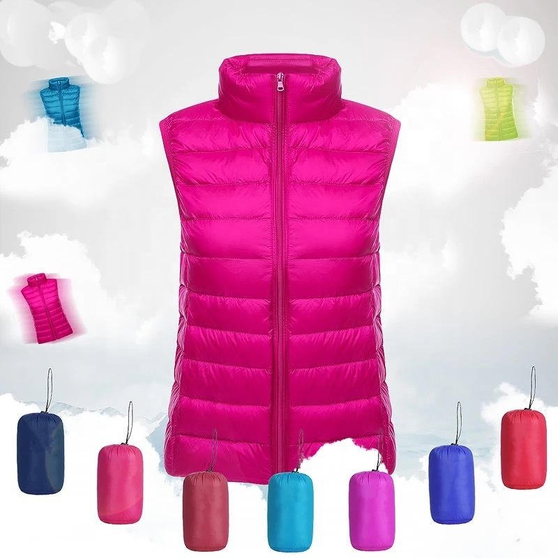New Women Sleeveless Women's very-lightest Down Vests Slim Jackets Girl Gilet Lightweight Windproof Warm Portable Waistcoat 2024