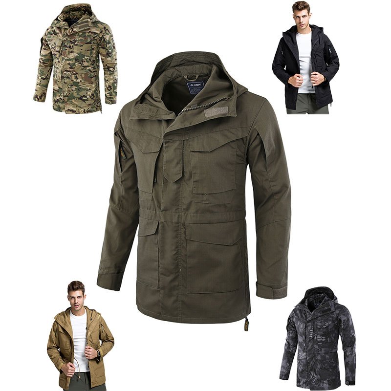 Hiking Clothes Mens Windbreaker Keep Out The Wind Camouflage Tactical Jacket Hooded Multiple Pockets Man Jacket Manufacturers