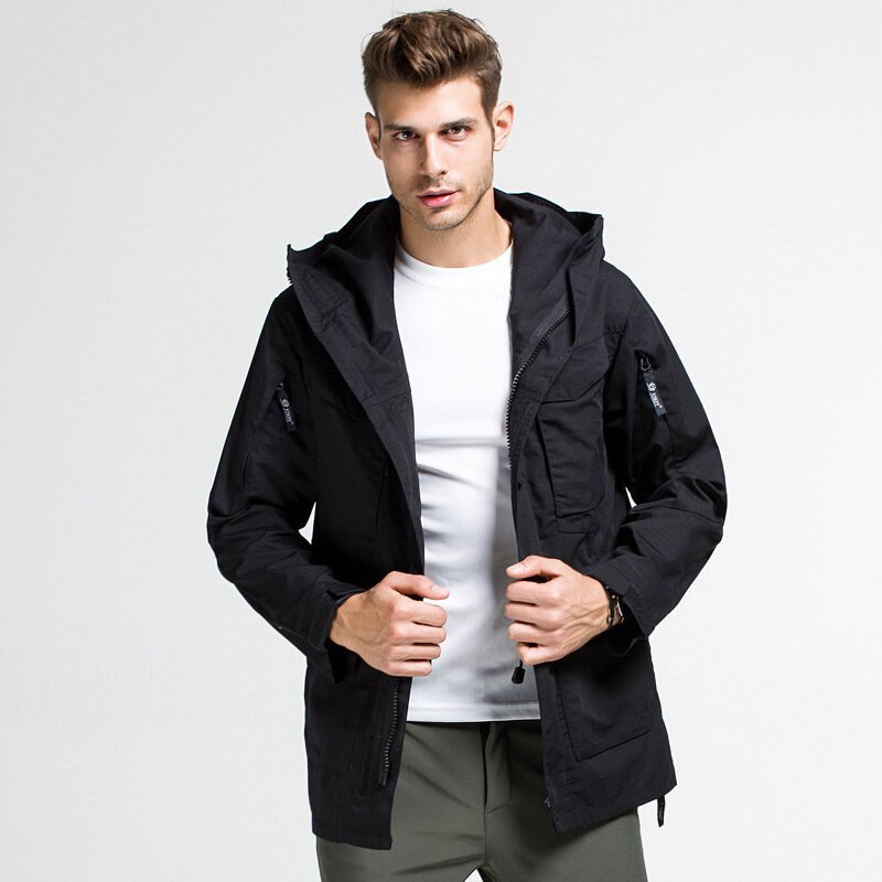Hiking Clothes Mens Windbreaker Keep Out The Wind Camouflage Tactical Jacket Hooded Multiple Pockets Man Jacket Manufacturers