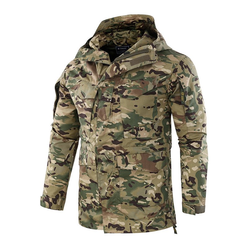 Hiking Clothes Mens Windbreaker Keep Out The Wind Camouflage Tactical Jacket Hooded Multiple Pockets Man Jacket Manufacturers