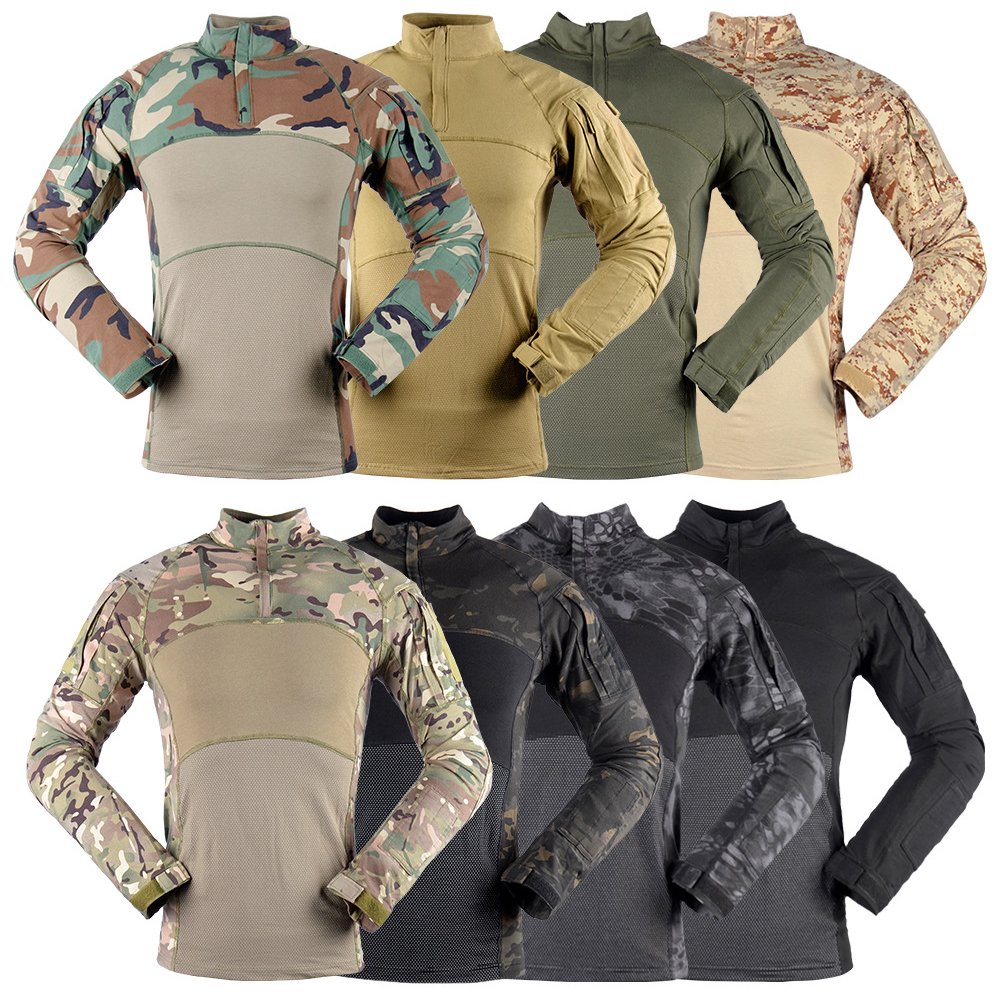 Knitted Stretch Frog Suit Long Sleeve Outdoor Shirt Tactical Camo Training Suit Frog Uniform