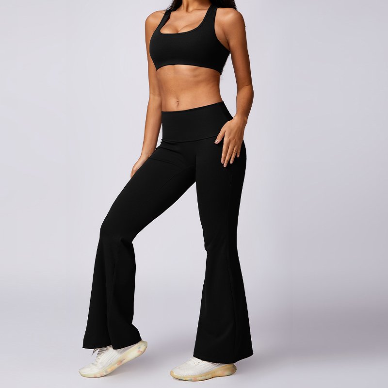 Custom Women's Yoga Wear Beauty Back Sports Set Slim Hanging Neck Tank Top Tight Womens Yoga Set Gym Fitness Sets