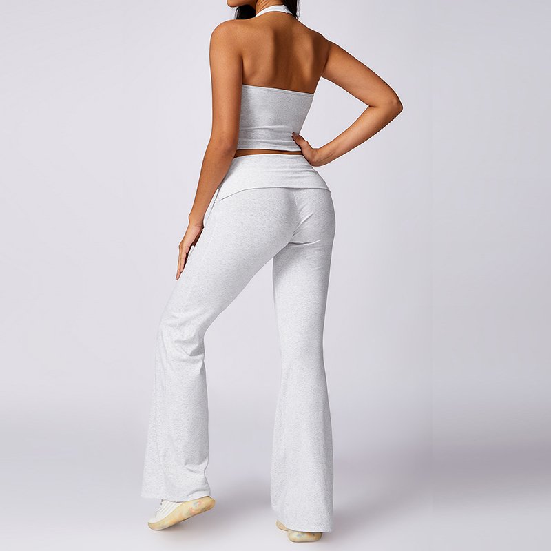 Custom Women's Yoga Wear Beauty Back Sports Set Slim Hanging Neck Tank Top Tight Womens Yoga Set Gym Fitness Sets
