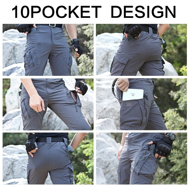 IX9 City Tactical Cargo Pants Men Lightweight Combat Outdoor Casual Stretch Waterproof Quick Dry Hiking Hunting Trousers