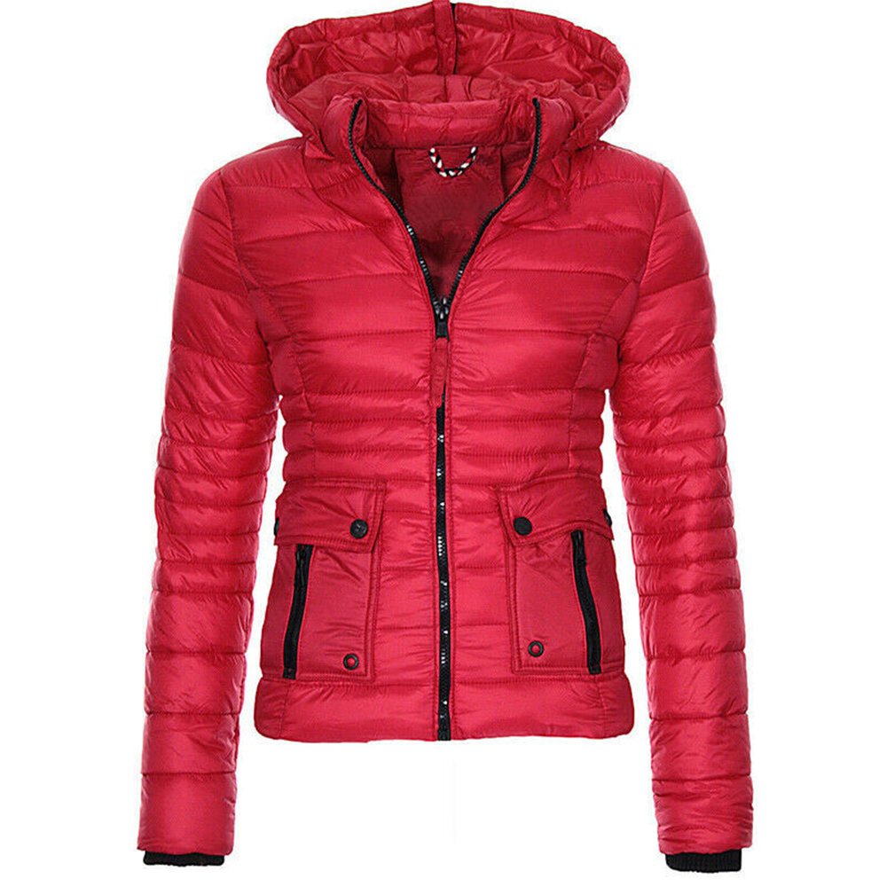 Women's Padded Jacket Ladies Quilted Puffer Coat Hood Warm Jackets Fashion Down Puffer Jacket