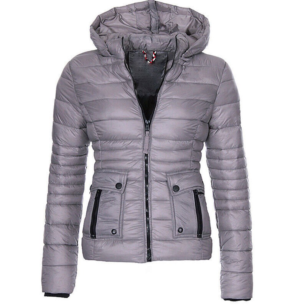 Women's Padded Jacket Ladies Quilted Puffer Coat Hood Warm Jackets Fashion Down Puffer Jacket