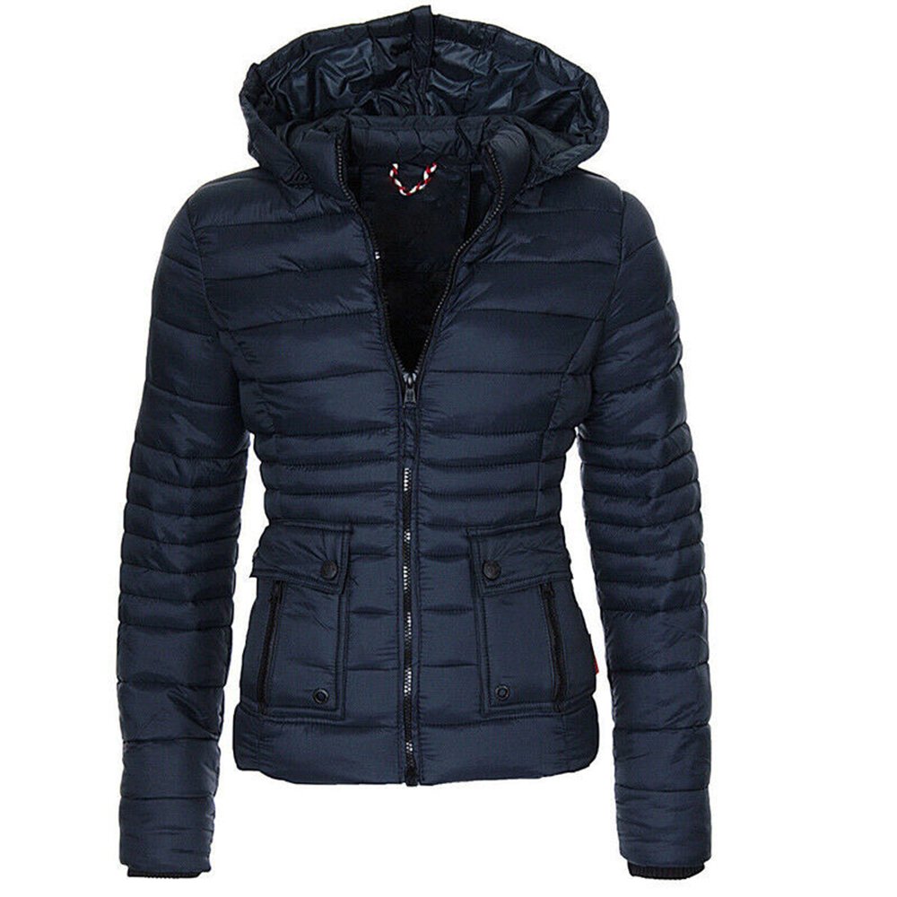 Women's Padded Jacket Ladies Quilted Puffer Coat Hood Warm Jackets Fashion Down Puffer Jacket